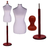 Display Guru Female Uk Size 18/20 Dressmakers Tailors Dummy Mannequin Silver Torso Bust with Red Wood Round Base